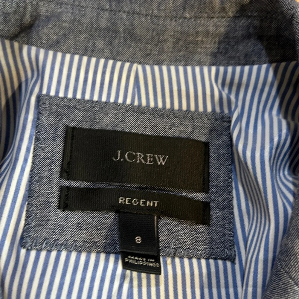 J. Crew Heathered Blue Ruffle Trim Blazer